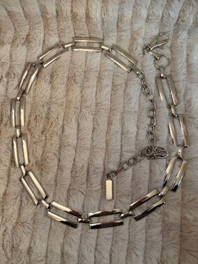 Silver Rectangle Link Women's Belt - Sleek Modern Chain